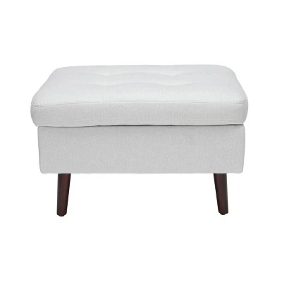 Tufted Fabric Mid-Century Modern Storage Ottoman & Walnut Legs Light Gray - OFM 3 Tufted Fabric Mid-Century Modern Storage Ottoman & Walnut Legs Light Gray - OFM