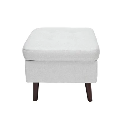 Tufted Fabric Mid-Century Modern Storage Ottoman & Walnut Legs Light Gray - OFM 5 Tufted Fabric Mid-Century Modern Storage Ottoman & Walnut Legs Light Gray - OFM – Image 3