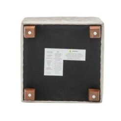 Square Storage Ottoman with Piping and Lift Off Lid Distressed Tan Faux Leather - WOVENBYRD -Ottomans Official Shop unnamed file 10024