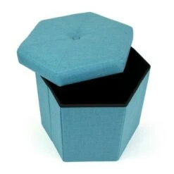 Devon Foldable Hexagon Storage Ottoman Light Blue - Humble Crew -Ottomans Official Shop unnamed file 10026