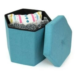 Devon Foldable Hexagon Storage Ottoman Light Blue - Humble Crew -Ottomans Official Shop unnamed file 10027