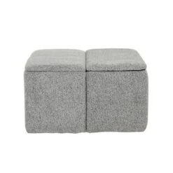 Stout Storage Ottoman Polyester/Metal/Wood Light Gray - LumiSource