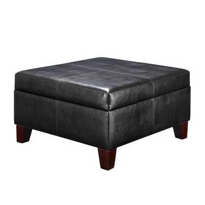 Bert Square Faux Leather Storage Ottoman Black - Dorel Living 5 Bert Square Faux Leather Storage Ottoman Black - Dorel Living – Image 3