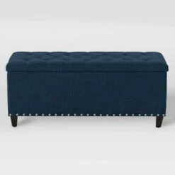 Boston Tufted Fabric Storage Ottoman Navy Blue - CorLiving -Ottomans Official Shop unnamed file 10082