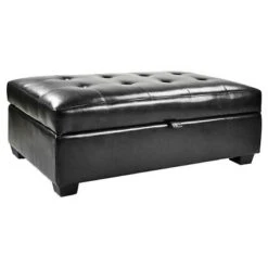 Antonio Bonded Leather Storage Ottoman - CorLiving Black -Ottomans Official Shop unnamed file 10140