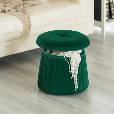 Fabulaxe Modern Tufted Velvet Mushroom Shape Storage Ottoman Storage Stool Trunk 3 Fabulaxe Modern Tufted Velvet Mushroom Shape Storage Ottoman Storage Stool Trunk