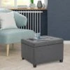 HOMCOM Fabric Tufted Storage Ottoman with Flip Top Seat Lid, Metal Hinge and Stable Rubberwood Frame for Living Room, Entryway, or Bedroom, Grey -Ottomans Official Shop unnamed file 10171
