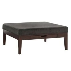 Mclaren Espresso Finish Linen Square Storage Ottoman - Inspire Q Dark Gray -Ottomans Official Shop unnamed file 10185
