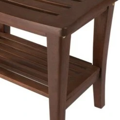 17.25" Preston Walnut Acacia Wood Shower Stool Walnut - Hillsdale Furniture -Ottomans Official Shop unnamed file 10223