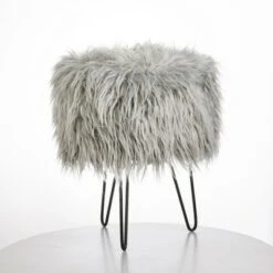 Patrice Faux Fur Stool - Buylateral Gray -Ottomans Official Shop unnamed file 10232
