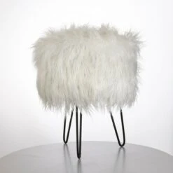 Patrice Faux Fur Stool - Buylateral Gray -Ottomans Official Shop unnamed file 10233