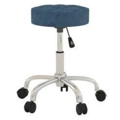 24.5" Nora Tufted Backless Adjustable Metal Vanity and Office Stool with Casters - Hillsdale Furniture Blue -Ottomans Official Shop unnamed file 10249