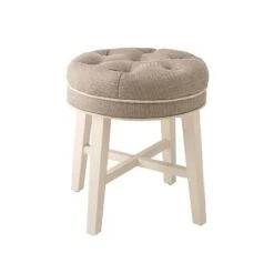 18" Sophia Tufted Backless Wood Vanity Stool - Hillsdale Furniture Linen Gray -Ottomans Official Shop unnamed file 10261