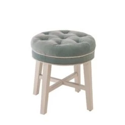 18" Sophia Tufted Backless Wood Vanity Stool - Hillsdale Furniture Linen Gray -Ottomans Official Shop unnamed file 10262