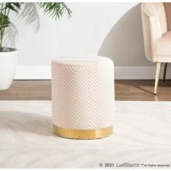 Marla Glam Chevron Ottoman - LumiSource Steel/velvet Gold/cream -Ottomans Official Shop unnamed file 10266