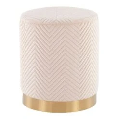 Marla Glam Chevron Ottoman - LumiSource Steel/velvet Gold/cream -Ottomans Official Shop unnamed file 10267