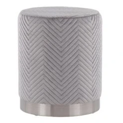 Marla Glam Chevron Ottoman - LumiSource Steel/velvet Gold/cream -Ottomans Official Shop unnamed file 10269