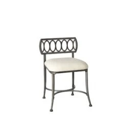 18" Canal Street Metal Vanity Stool - Hillsdale Furniture Pewter/cream -Ottomans Official Shop unnamed file 10298