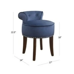 Lena Wood Vanity Stool Blue Velvet - Hillsdale Furniture -Ottomans Official Shop unnamed file 10372