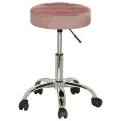 Nora Tufted Adjustable Backless Metal Vanity Stool Pink - Hillsdale Furniture