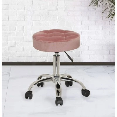 Nora Tufted Adjustable Backless Metal Vanity Stool Pink - Hillsdale Furniture 4 Nora Tufted Adjustable Backless Metal Vanity Stool Pink - Hillsdale Furniture – Image 2