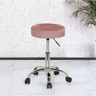 Nora Tufted Adjustable Backless Metal Vanity Stool Pink - Hillsdale Furniture 5 Nora Tufted Adjustable Backless Metal Vanity Stool Pink - Hillsdale Furniture – Image 3