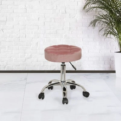 Nora Tufted Adjustable Backless Metal Vanity Stool Pink - Hillsdale Furniture 6 Nora Tufted Adjustable Backless Metal Vanity Stool Pink - Hillsdale Furniture – Image 4