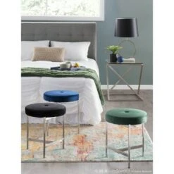 Chloe Contemporary Vanity Stool Chrome Metal - LumiSource White/chrome -Ottomans Official Shop unnamed file 10392