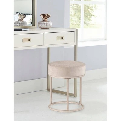 18" Swanson Backless Upholstered Metal Vanity Stool Bone White - Hillsdale Furniture 4 18" Swanson Backless Upholstered Metal Vanity Stool Bone White - Hillsdale Furniture – Image 2
