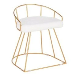Canary Glam/Contemporary Vanity Stool - LumiSource Gold/white Velvet -Ottomans Official Shop unnamed file 10406