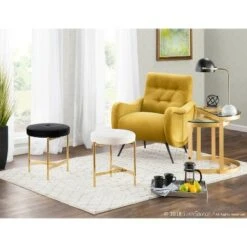 Chloe Contemporary Vanity Stool Gold Metal - LumiSource Black/gold