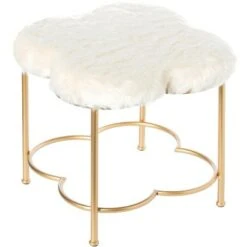 Fabulaxe Cloud Shaped White Fur Gold Vanity Stool -Ottomans Official Shop unnamed file 10426