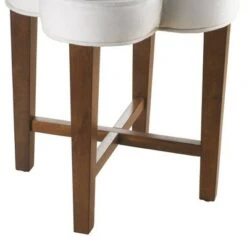 Ottomans Official Shop 19 20.5" Clover Upholstered Wood Vanity Stool Cherry/White - Hillsdale Furniture