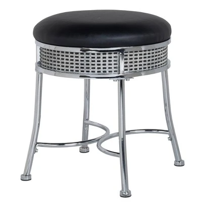 18" Venice Metal Backless Vanity Stool with Faux - Hillsdale Furniture Black Crystal/chrome 6 18" Venice Metal Backless Vanity Stool with Faux - Hillsdale Furniture Black Crystal/chrome – Image 4
