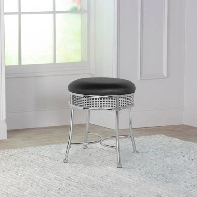 18" Venice Metal Backless Vanity Stool with Faux - Hillsdale Furniture Black Crystal/chrome 10 18" Venice Metal Backless Vanity Stool with Faux - Hillsdale Furniture Black Crystal/chrome – Image 8