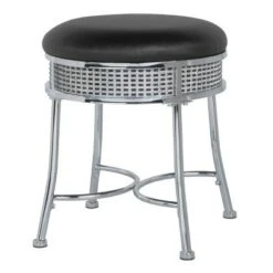 18" Venice Metal Backless Vanity Stool with Faux - Hillsdale Furniture Black Crystal/chrome 20 18" Venice Metal Backless Vanity Stool with Faux - Hillsdale Furniture Black Crystal/chrome -Ottomans Official Shop unnamed file 10455