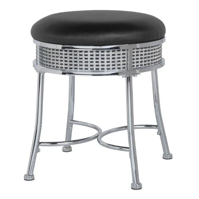 18" Venice Metal Backless Vanity Stool with Faux - Hillsdale Furniture Black Crystal/chrome 11 18" Venice Metal Backless Vanity Stool with Faux - Hillsdale Furniture Black Crystal/chrome – Image 9