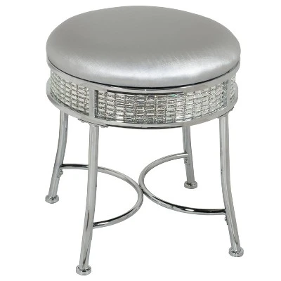 18" Venice Metal Backless Vanity Stool with Faux - Hillsdale Furniture Black Crystal/chrome 12 18" Venice Metal Backless Vanity Stool with Faux - Hillsdale Furniture Black Crystal/chrome – Image 10