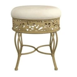 18.5" Villa III Upholstered Backless Metal Vanity Stool Beige - Hillsdale Furniture -Ottomans Official Shop unnamed file 10459