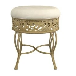 18.5" Villa III Upholstered Backless Metal Vanity Stool Beige - Hillsdale Furniture -Ottomans Official Shop unnamed file 10461