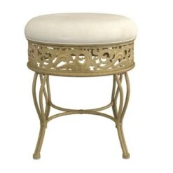 18.5" Villa III Upholstered Backless Metal Vanity Stool Beige - Hillsdale Furniture -Ottomans Official Shop unnamed file 10462