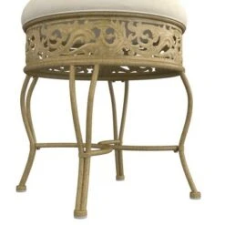 18.5" Villa III Upholstered Backless Metal Vanity Stool Beige - Hillsdale Furniture -Ottomans Official Shop unnamed file 10464
