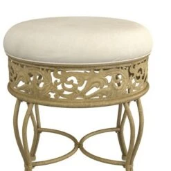 18.5" Villa III Upholstered Backless Metal Vanity Stool Beige - Hillsdale Furniture -Ottomans Official Shop unnamed file 10465
