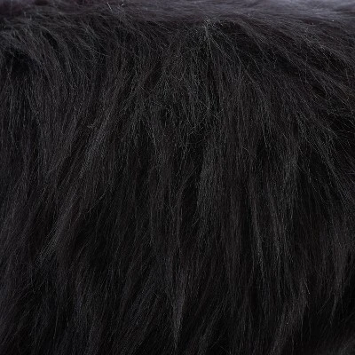 Faux Fur Foot Stool - Linon Black 4 Faux Fur Foot Stool - Linon Black – Image 2
