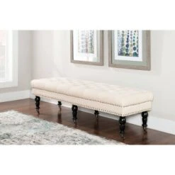 62" Isabelle Bench - Linon Natural -Ottomans Official Shop unnamed file 1093