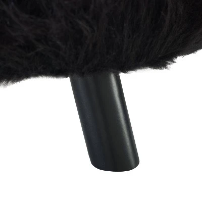 Faux Fur Foot Stool - Linon Black 7 Faux Fur Foot Stool - Linon Black – Image 5