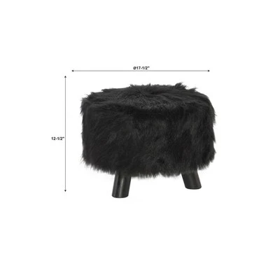 Faux Fur Foot Stool - Linon Black 8 Faux Fur Foot Stool - Linon Black – Image 6