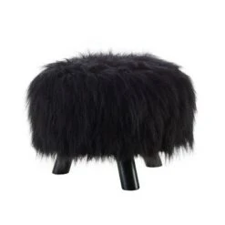 Faux Fur Foot Stool - Linon Black 16 Faux Fur Foot Stool - Linon Black -Ottomans Official Shop unnamed file 112