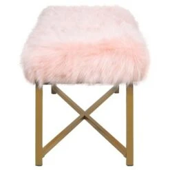 Faux Fur Rectangle Bench - Pink - HomePop -Ottomans Official Shop unnamed file 1123