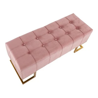 41" Midas Glam Storage Bench - LumiSource Steel/velvet Gold/white 8 41" Midas Glam Storage Bench - LumiSource Steel/velvet Gold/white – Image 6